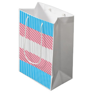 Sacola Para Presentes Média Sinalizador do Abstrato Transgender Pride Stripe F