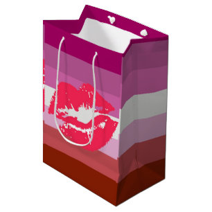 Sacola Para Presentes Média Sinalizador do Orgulho Lésbico Lipstick
