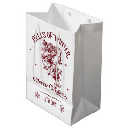 Sacola Para Presentes Média Sinos de Natal Vintage