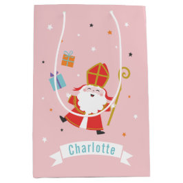 Sacola Para Presentes Média Sinterklaas Cute com nome e presentes