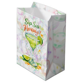 Sacola Para Presentes Média Sip Sip Sip Horray Bubbles Birthday Party