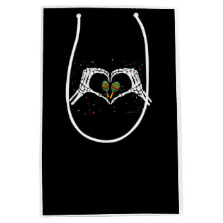 Sacola Para Presentes Média Skeleton Hand Heart Maracas Cinco De Mayo Mexicano