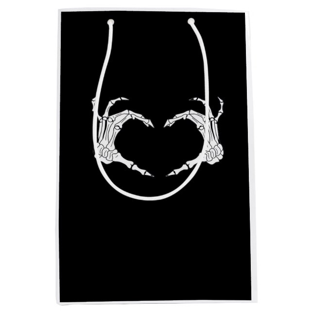 Sacola Para Presentes Média Skeleton Heart Hands Classic (Frente)