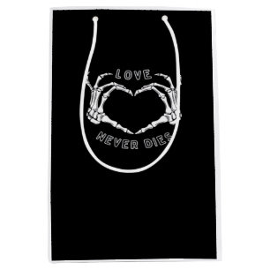 Sacola Para Presentes Média Skeleton Heart Mãos Engraçadas e Clássicas