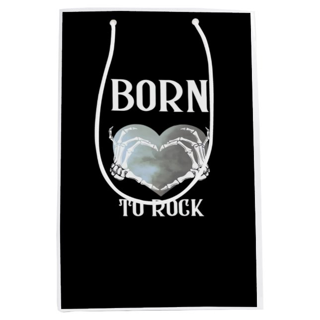 Sacola Para Presentes Média Skeleton Mãos Cinza Gráfico Para Clássico (Frente)