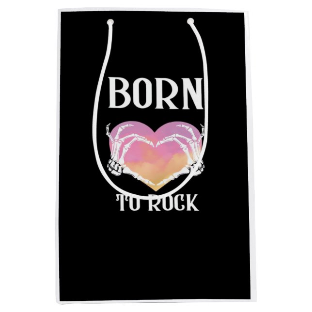 Sacola Para Presentes Média Skeleton Mãos Gráfico Cardíaco Para Clássico (Frente)