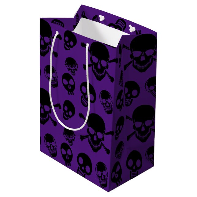 Sacola Para Presentes Média Skulls Pattern Halloween Média Bag (Verso inclinado)