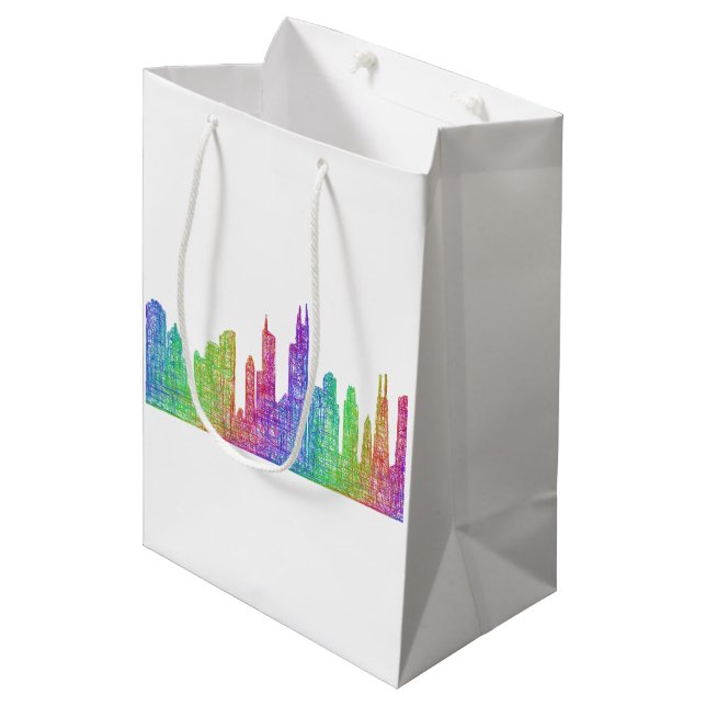 Sacola Para Presentes Média Skyline de Chicago (Frente inclinada)