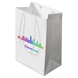 Sacola Para Presentes Média Skyline de Cleveland do arco-íris