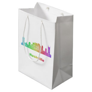 Sacola Para Presentes Média Skyline de Nashville do arco-íris
