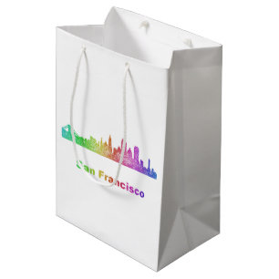 Sacola Para Presentes Média Skyline de San Francisco do arco-íris