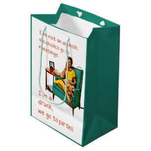 Sacola Para Presentes Média SlipperyJoe socializando festa de bebida mulher vi