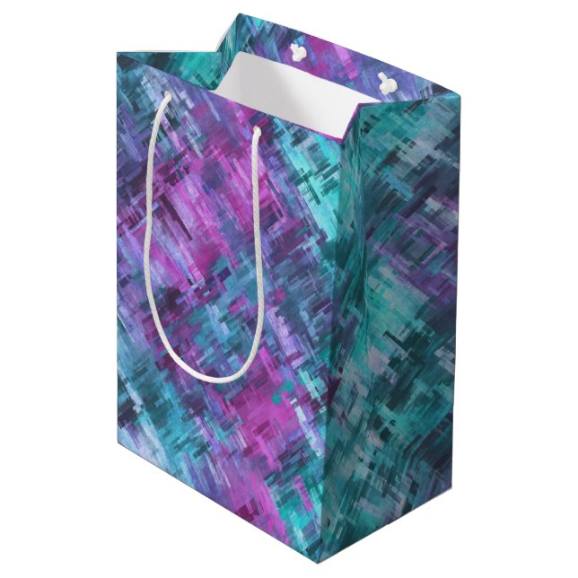 Sacola Para Presentes Média slipstream digihatch - verde aqua e roxo : (Verso inclinado)