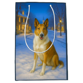 Sacola Para Presentes Média Smooth Collie Holiday 