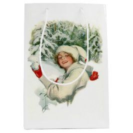 Sacola Para Presentes Média Snowball Fight (por Harrison Fisher)