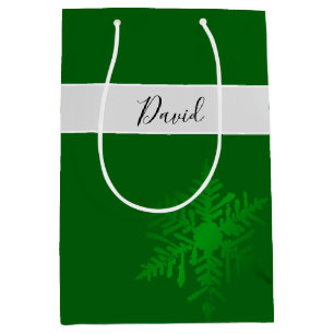 Sacola Para Presentes Média Snowflake Green Personalised Gift Bag