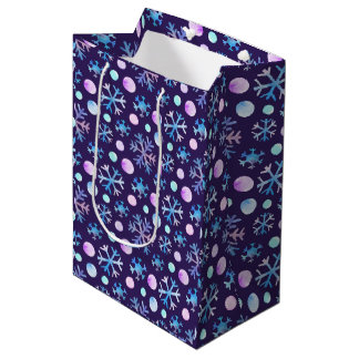 Sacola Para Presentes Média Snowflake Natal Gift Bag