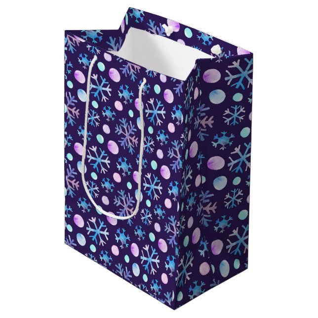 Sacola Para Presentes Média Snowflake Natal Gift Bag (Frente inclinada)