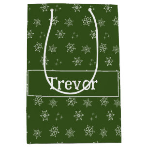 Sacola Para Presentes Média Snowflake Personalizado Verde Personalizado Snowfl