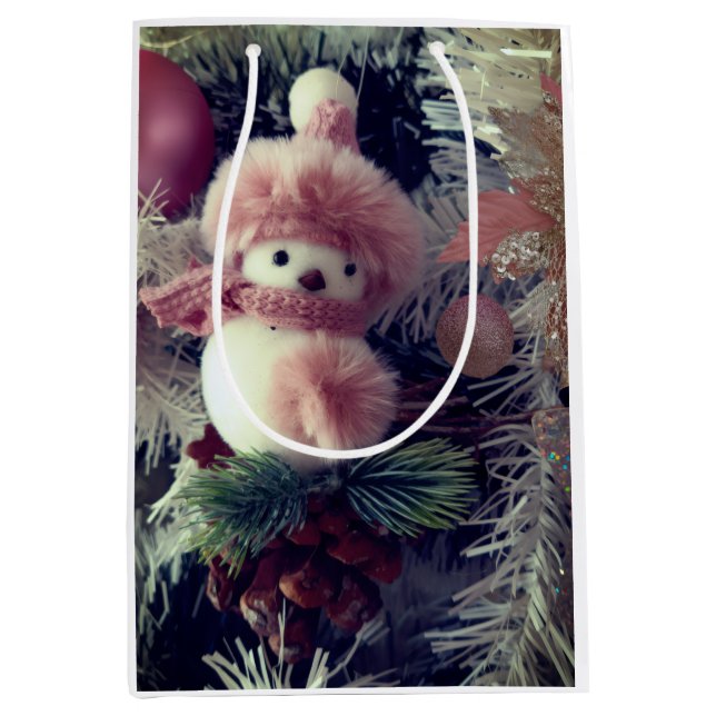 Sacola Para Presentes Média Snowman Christmas Gift Bag (Frente)