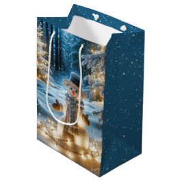 Sacola Para Presentes Média Snowman Com Luzes De Natal