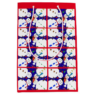 Sacola Para Presentes Média Snowman Gift Bag