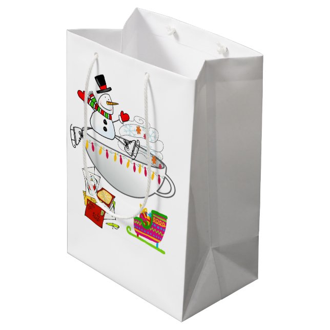 Sacola Para Presentes Média Snowman Merry Christmas Gift Bags (Verso inclinado)