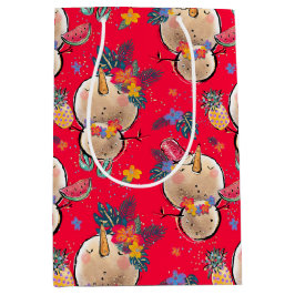 Sacola Para Presentes Média Snowman Red Christmas Bag