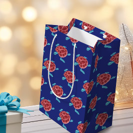 Sacola Para Presentes Média Sob as criaturas marinhas do oceano marinho