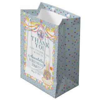 Sacola Para Presentes Média Sobremesa de Aniversário Cue the Confetti Azul