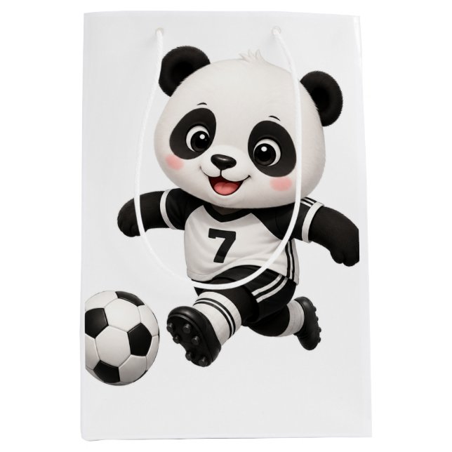 Sacola Para Presentes Média Soccer Panda Medium Gift Bag (Frente)