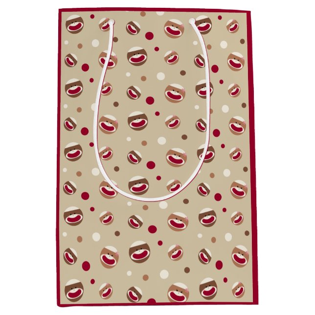 Sacola Para Presentes Média Sock Monkey Sorri (Frente)