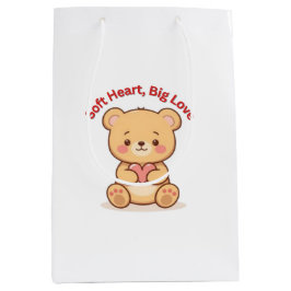 Sacola Para Presentes Média Soft Heart Big Love Cute Teddy Bear