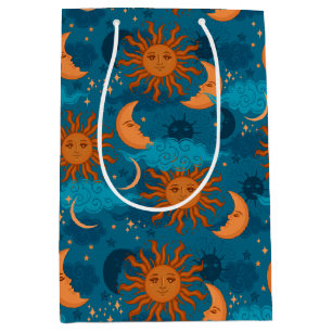 Sacola Para Presentes Média Sol, Lua e Estrelas - Saco de Presente