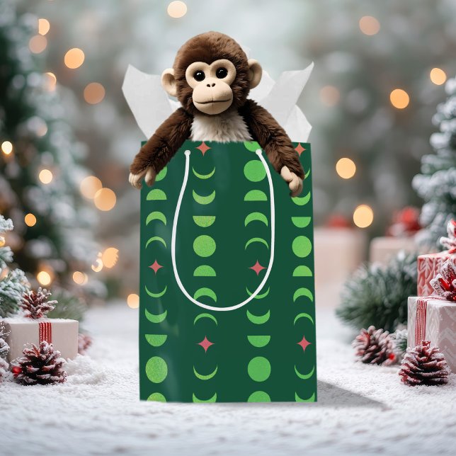 Sacola Para Presentes Média Solstício de inverno Yule Wicca Moon Fases Vermelh (Criador carregado)