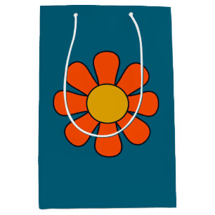 Sacola Para Presentes Média Solteiro de flores simples retrorreflector moderno