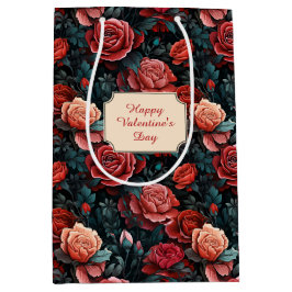 Sacola Para Presentes Média Sombras românticas de Rosas vermelhas