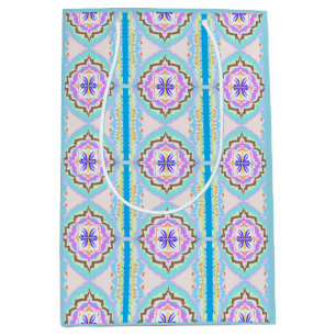 Sacola Para Presentes Média Sonho Pastel Boho Geométrico Kaleidoscópio