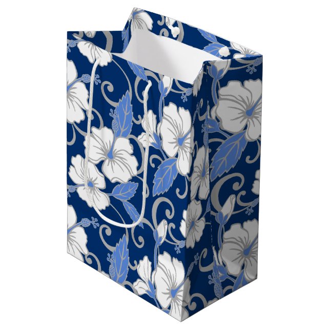 SACOLA PARA PRESENTES MÉDIA SONHO POLINÉSIO (AZUL) (Frente inclinada)