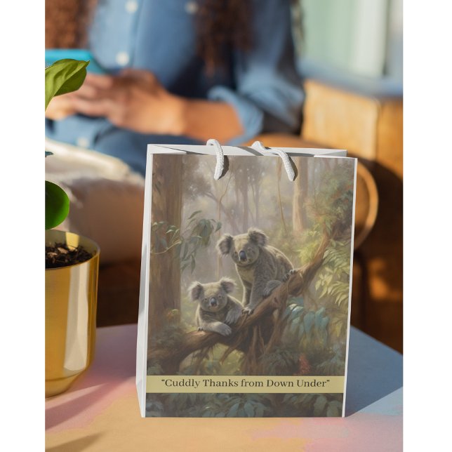 Sacola Para Presentes Média Sonhos de Floresta Koala, personalizados (Criador carregado)