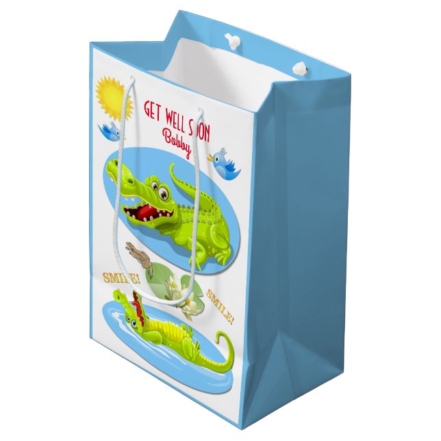 Sacola Para Presentes Média Sorria Crocodilo Fica Bem (Frente inclinada)