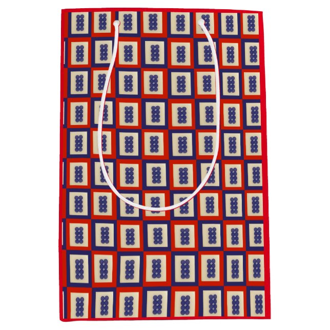 Sacola Para Presentes Média Sortuda Oito Azulejo Mahjong. (Frente)