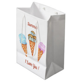 Sacola Para Presentes Média Sorvete Eu Te Amo Doce Verão   
