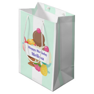 Sacola Para Presentes Média sorvete Scoops com Sprinkles Aniversário