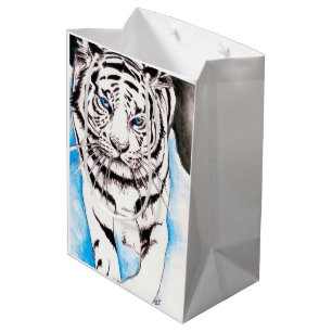 Sacola Para Presentes Média Sow de Tigre Siberiano Branco