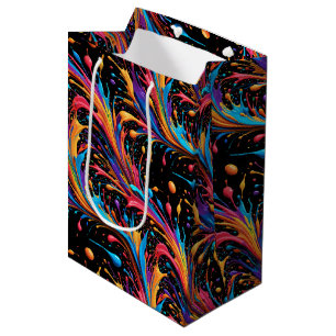 Sacola Para Presentes Média Splash de Tinta Vibrante Selvagem
