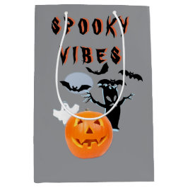 Sacola Para Presentes Média Spookes Vibes Ghost Pumpkin Halloween Design