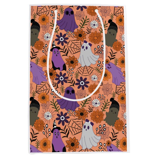 Sacola Para Presentes Média Spooky floral (Frente)