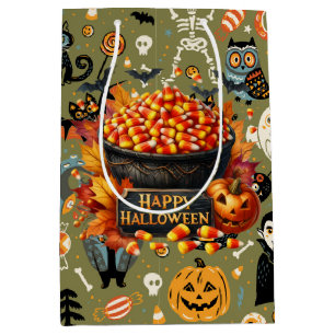 Sacola Para Presentes Média Spooky Halloween Green
