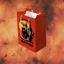 Sacola Para Presentes Média Spooky Halloween Haunted House Gift Bag